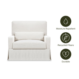 Crawford Pillowback Chair and a Half Comfort Swivel Glider in Fog Chatham Stripe Performance Eco-Weave