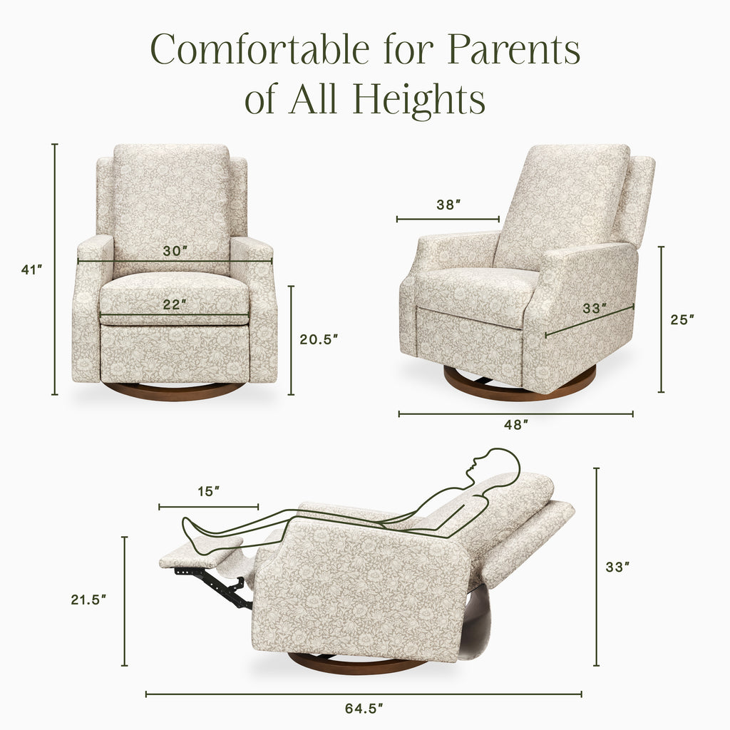 Morris & Co. x Namesake Crewe Recliner and Swivel Glider Mallow in Ash
