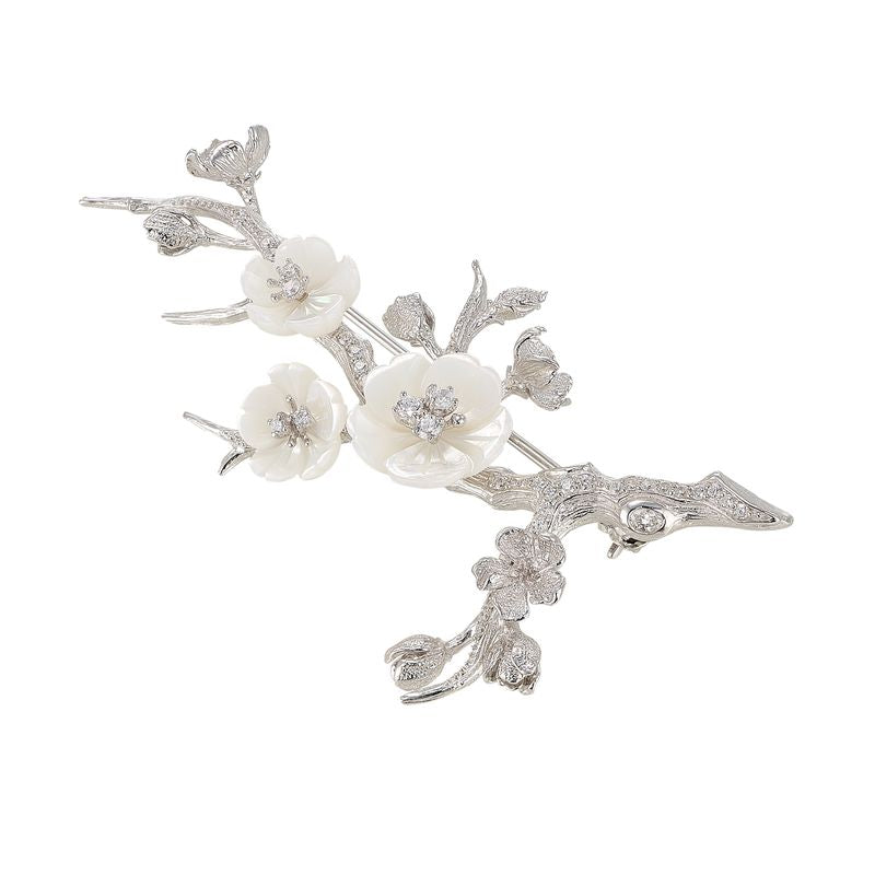 White Sakura Blossom Brooch