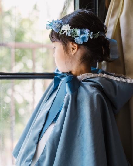 Blue Velvet Cape for Girls