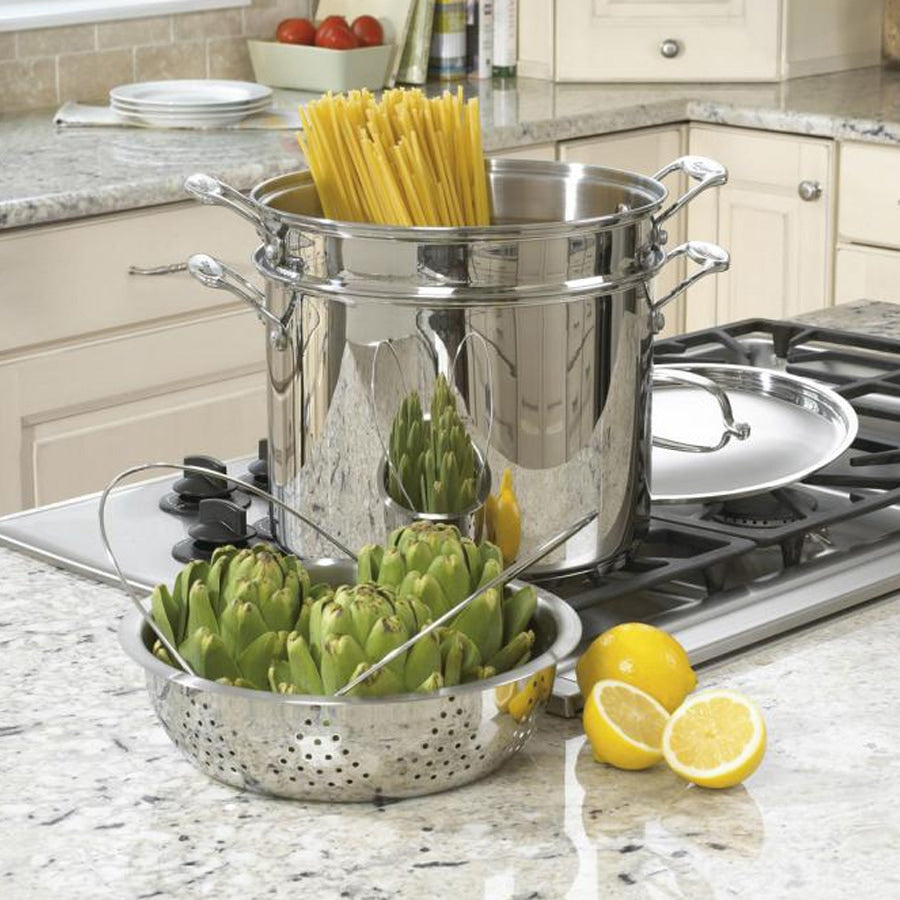 Chef's Classic® Stainless 12 Quart Pasta/Steamer 4-Piece Set in Stainless Steel