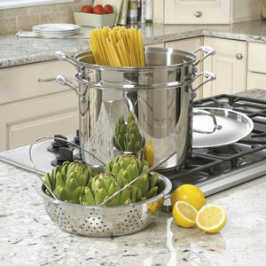 Chef's Classic® Stainless 12 Quart Pasta/Steamer 4-Piece Set in Stainless Steel