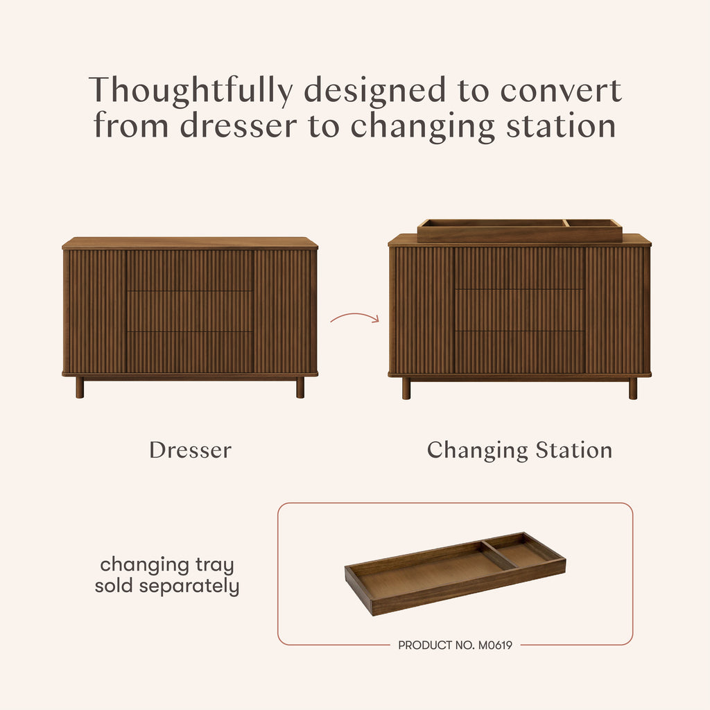 Pogo Tambour Extra Wide Assembled Dresser (58") in Natural Walnut