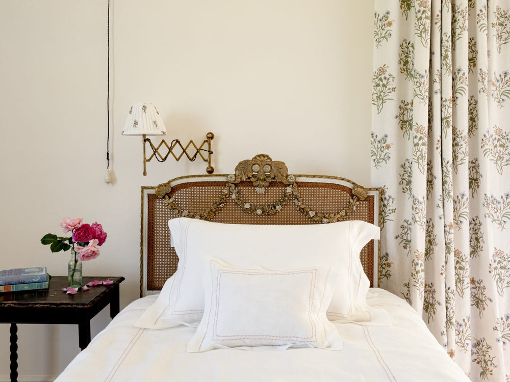 Elizaveta Boudoir Pillow in Coral Hemstitch