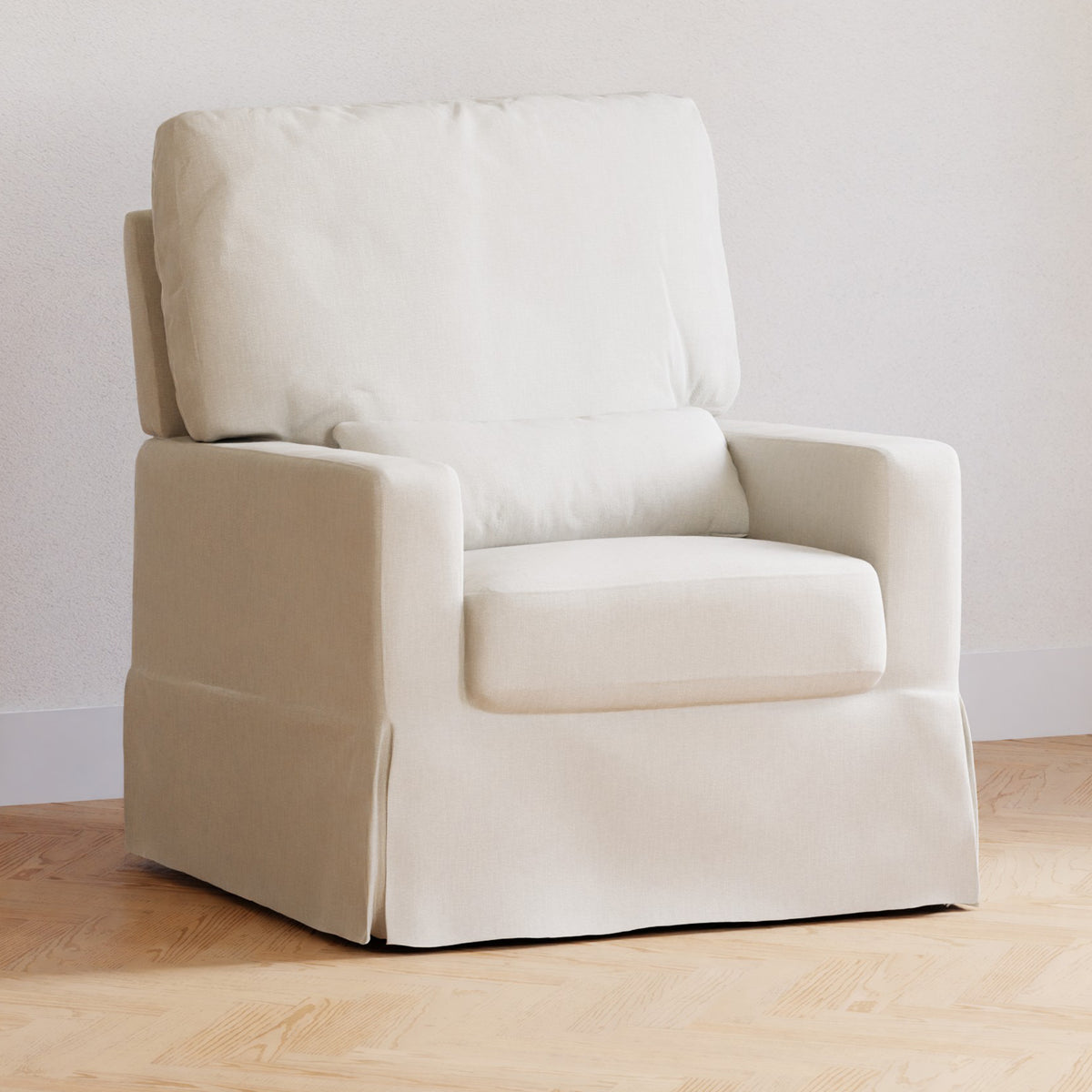 Crawford Pillowback Comfort Swivel Glider in Performance Cream Eco-Weave