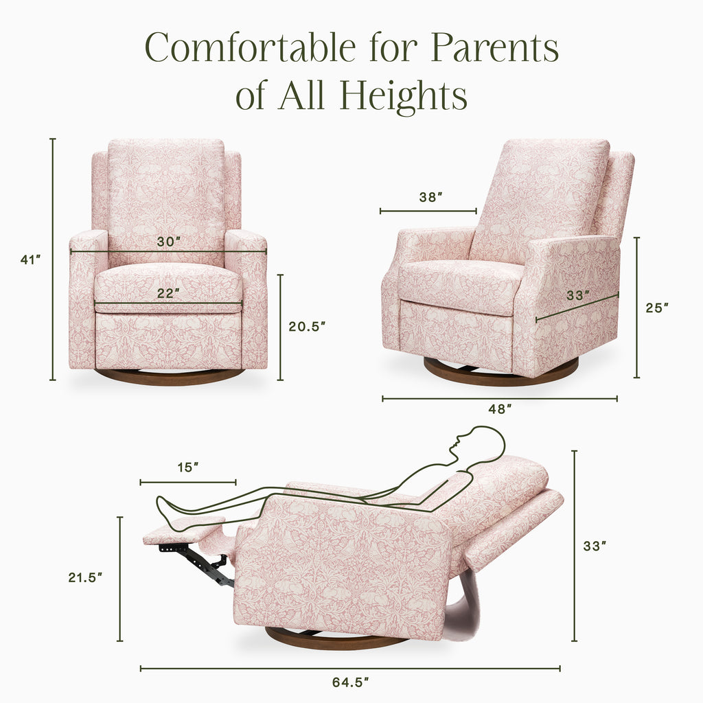 Morris & Co. x Namesake Crewe Recliner and Swivel Glider Pure Brer Rabbit in Rose