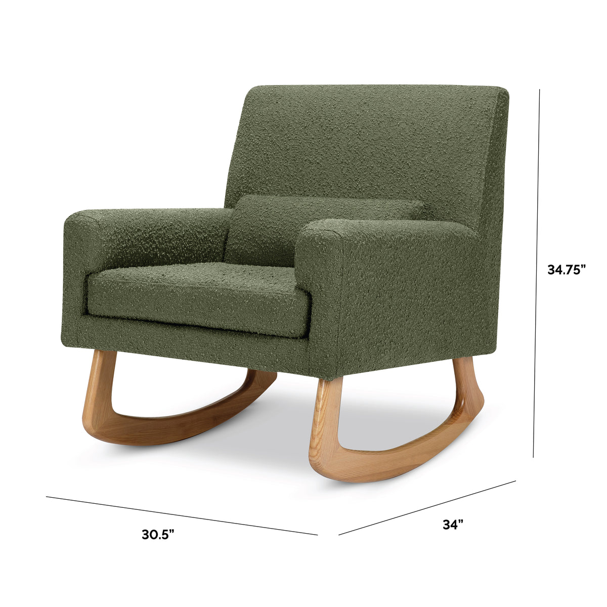 Sleepytime Rocker in Olive Boucle with Light Legs