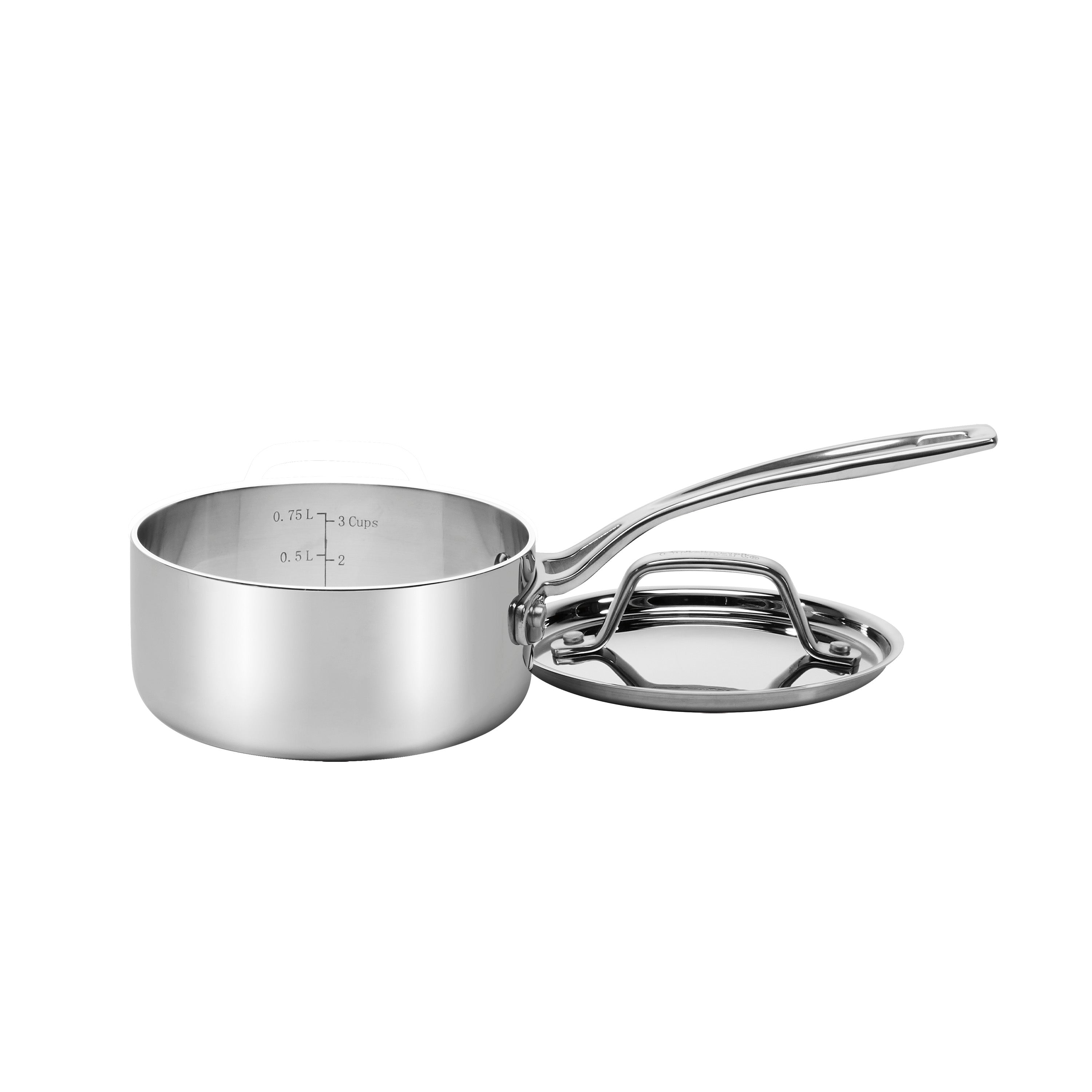 Custom-Clad 5-Ply 1 Qt. Saucepan with Cover in Stainless Steel