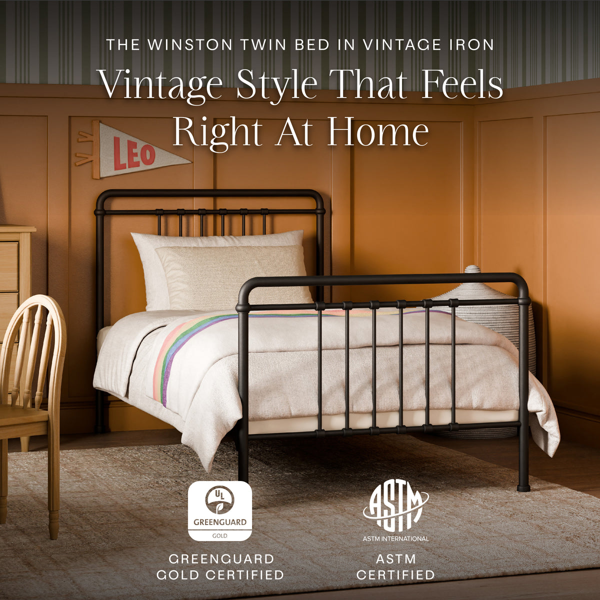 Winston Twin Bed in Vintage Iron