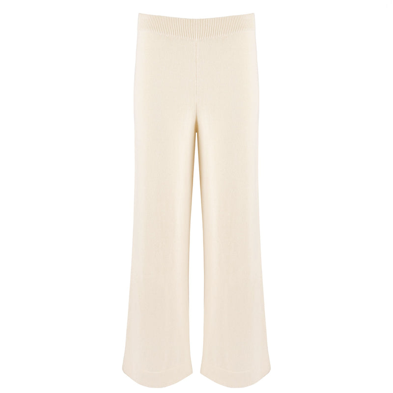 Women’s Cream Wide Leg Knit Pant