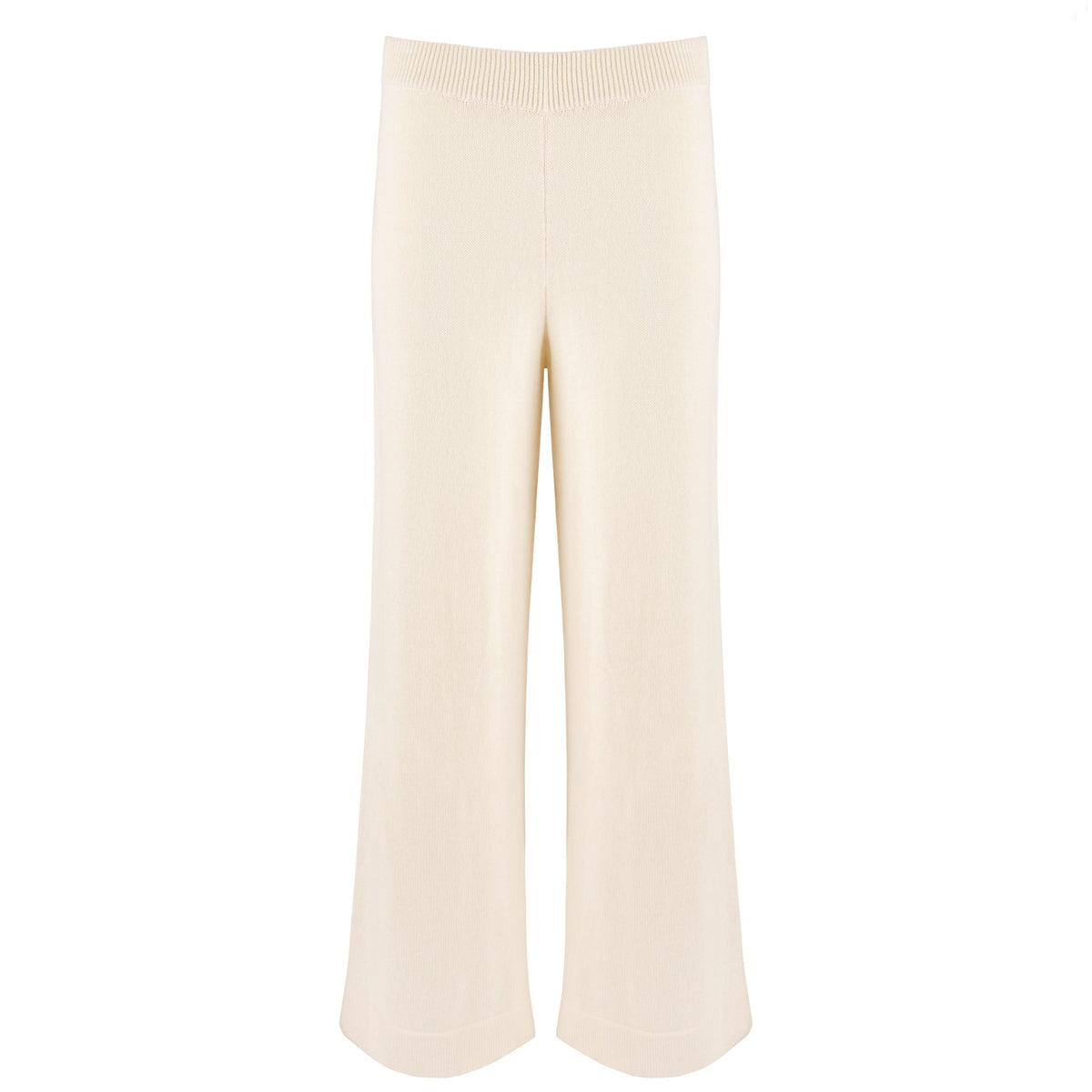 Women’s Cream Wide Leg Knit Pant