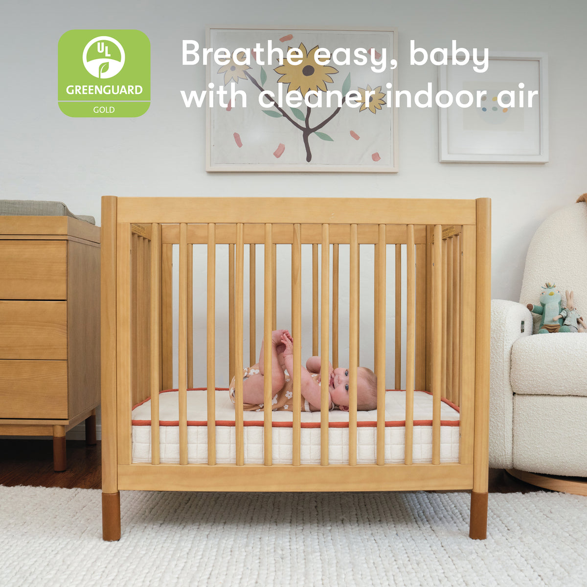 babyletto x Avocado Organic Mini Crib Mattress in White