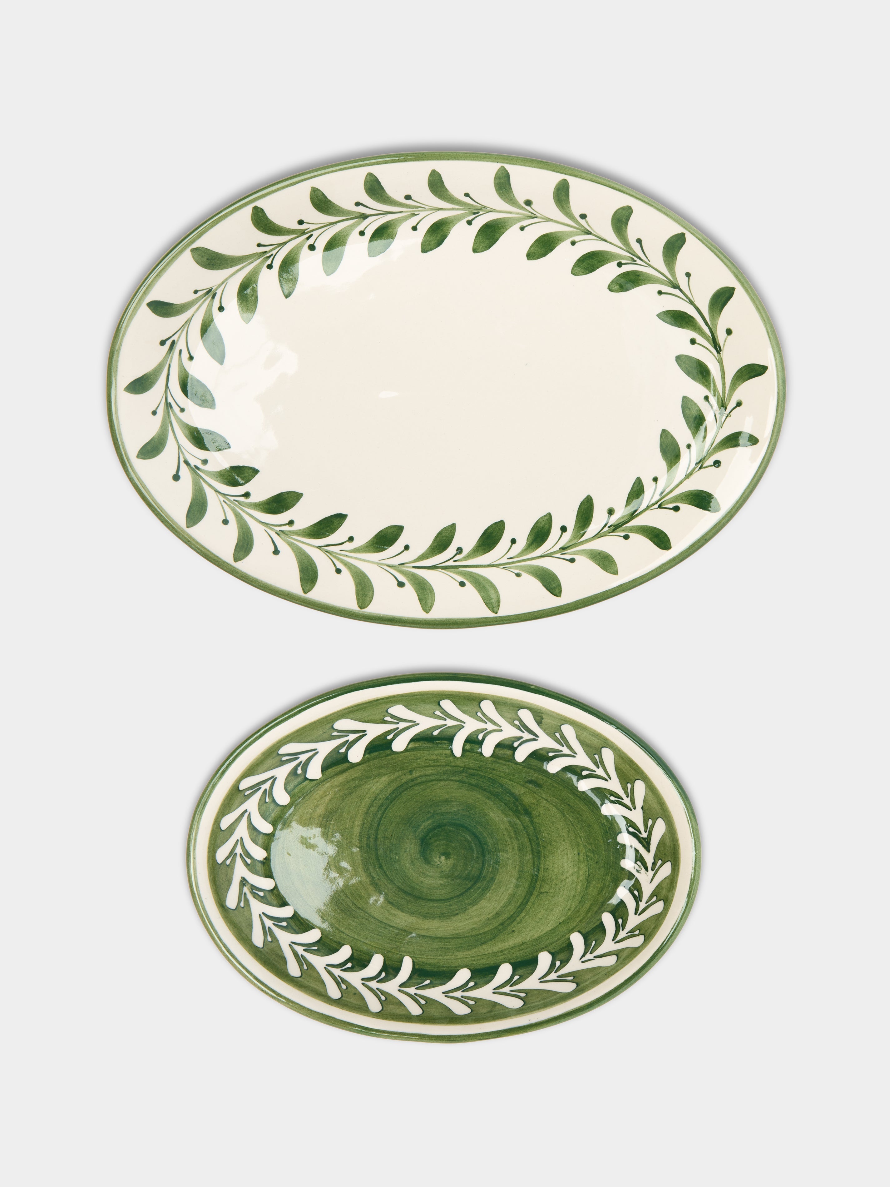 CasaLatina Helecho Hand-Painted Ceramic Serving Platters (Set of 2)