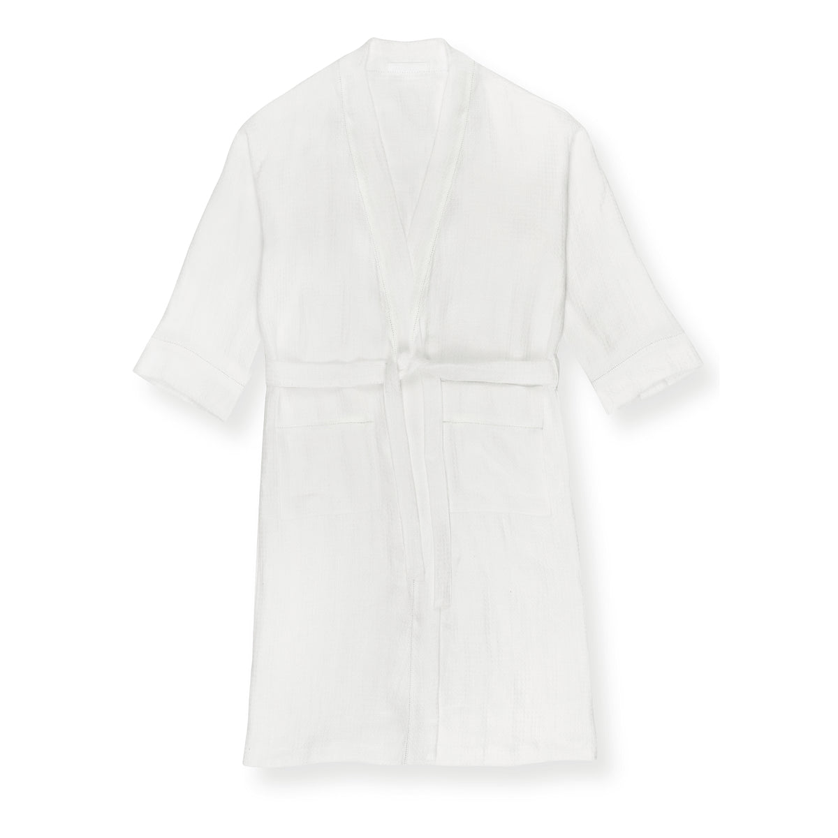 Liège Robe in Ivory White Waffle with Ivory White Hemstitch