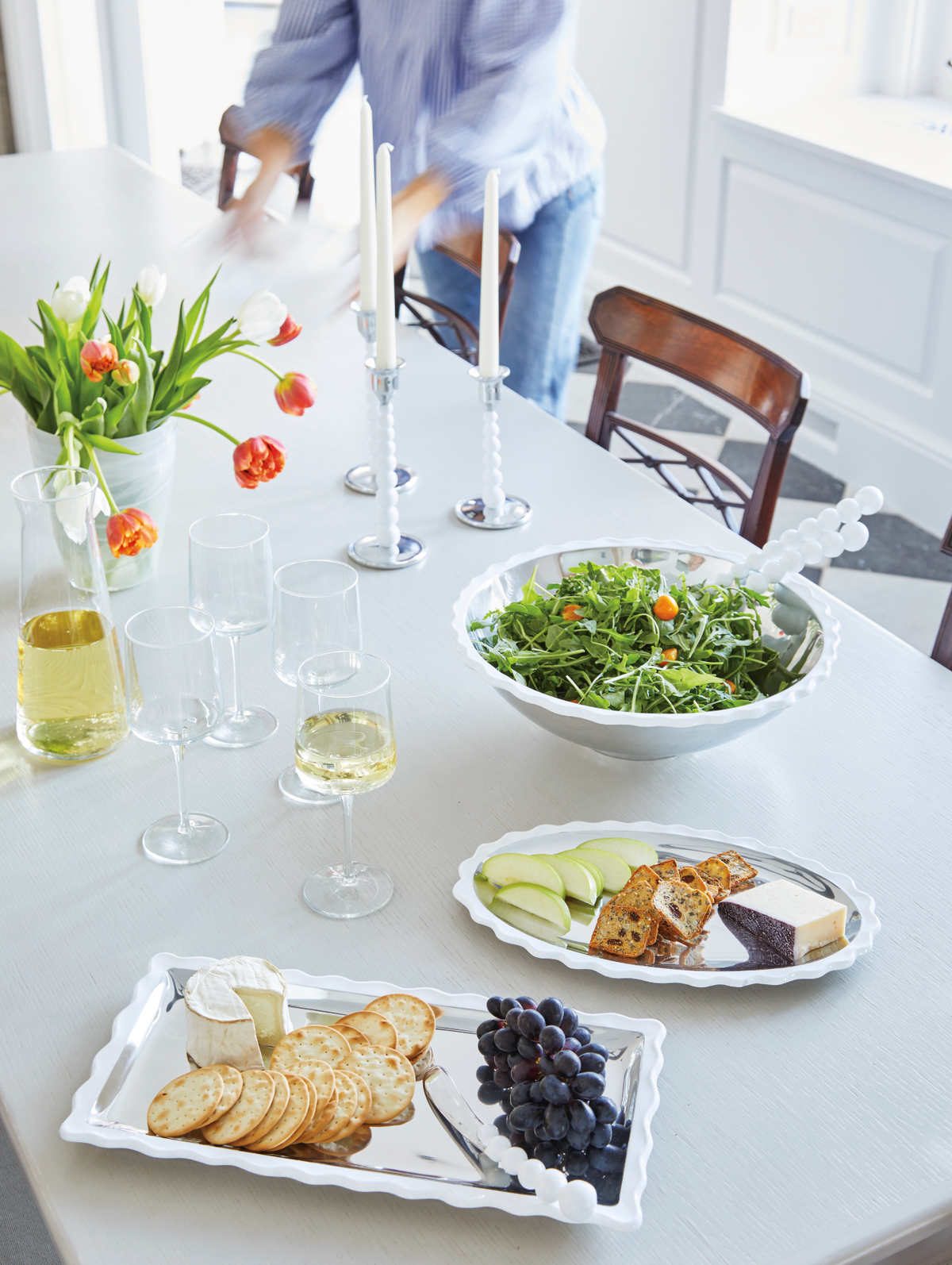 White Wavy Oval Platter