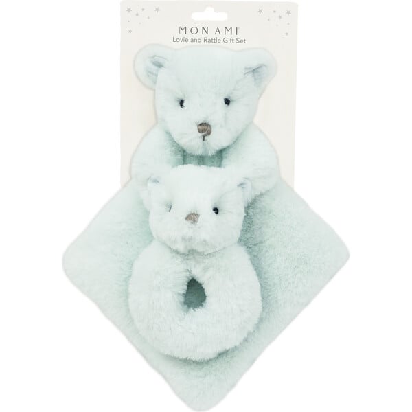 Aston Bear Lovie & Rattle Set, Blue