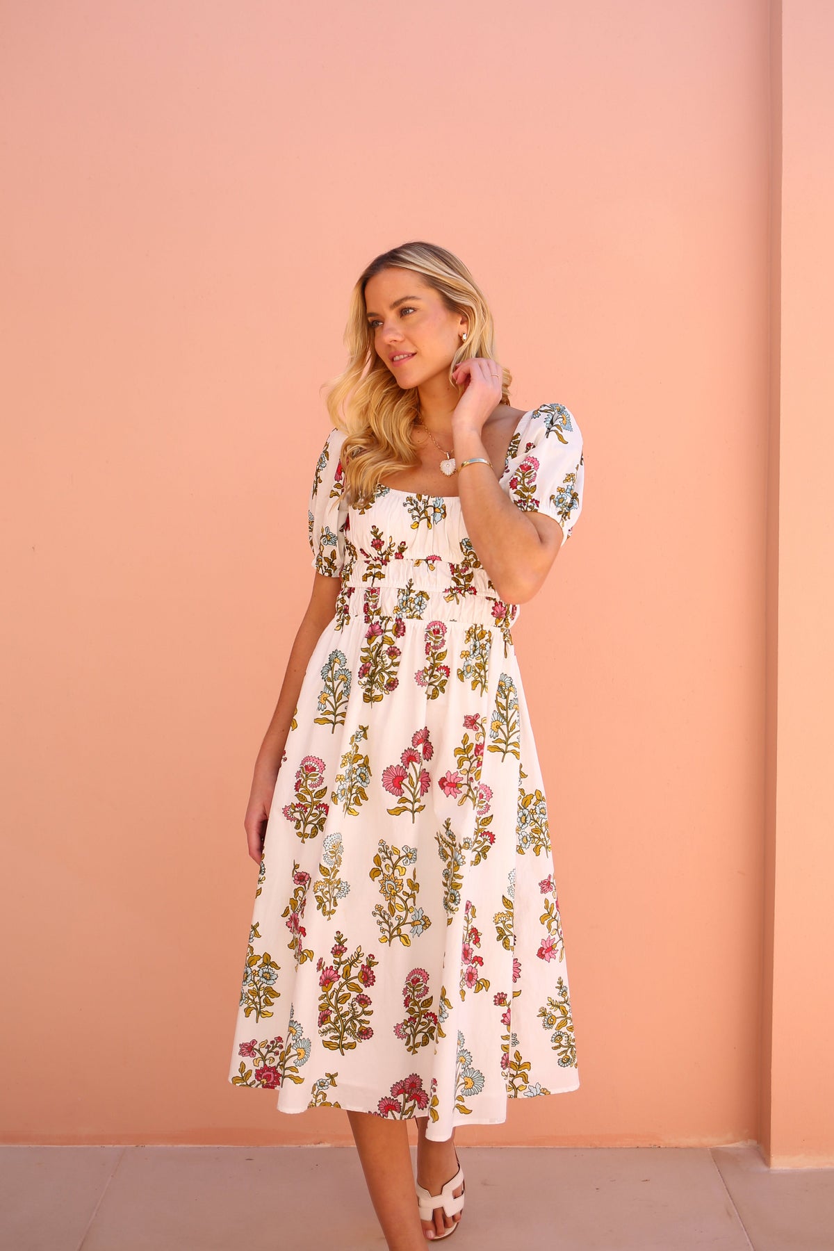 Positano Dress in Spring Block Print
