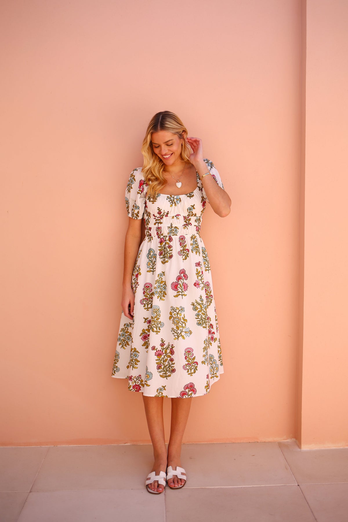 Positano Dress in Spring Block Print