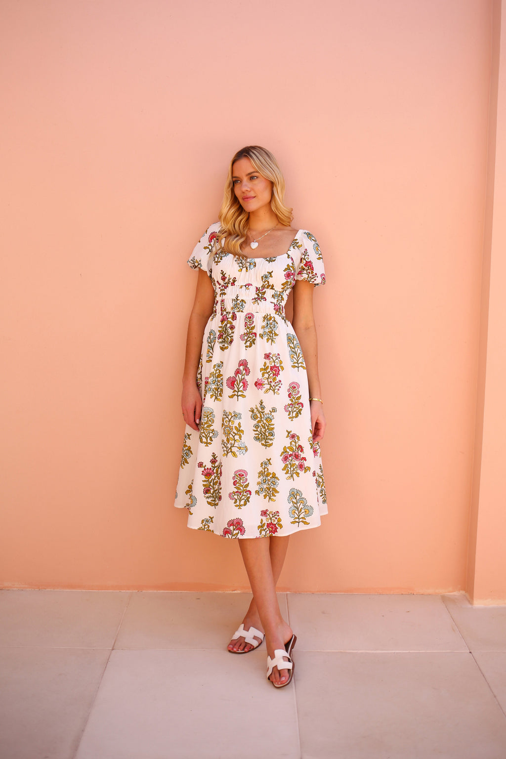 Positano Dress in Spring Block Print