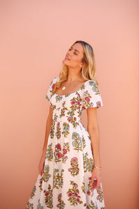 Positano Dress in Spring Block Print