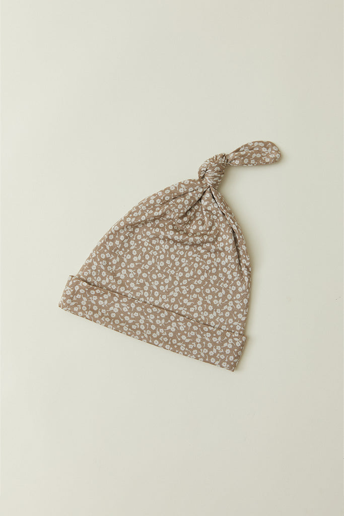 Cream Floral Knotted Hat