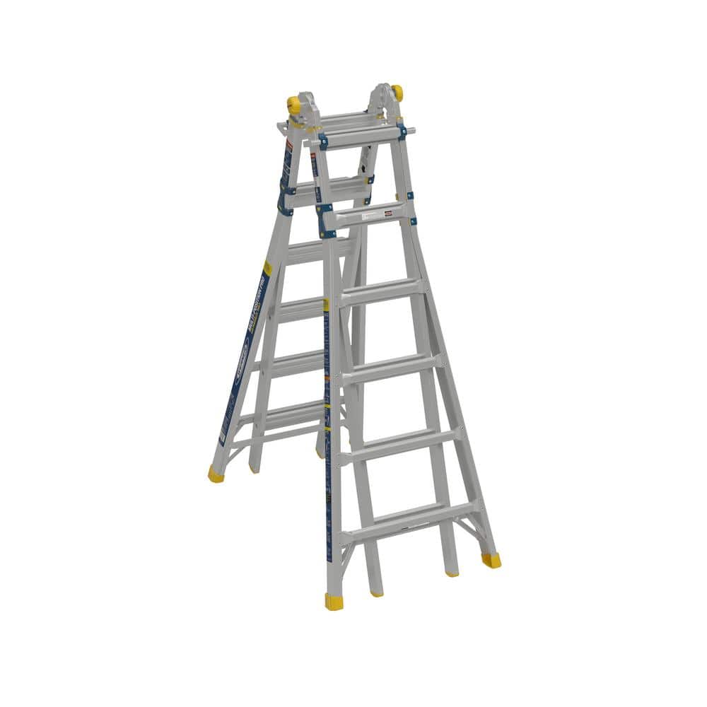 5 in 1 Multi Position Pro 26 ft. Reach Aluminum Adjustable Multi Position Ladder, 375 lb. Load Capacity Type IAA Duty