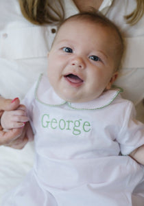 Whipstitch Day Gown - Green, Little English, classic children's clothing, preppy children's clothing, traditional children's clothing, classic baby clothing, traditional baby clothing