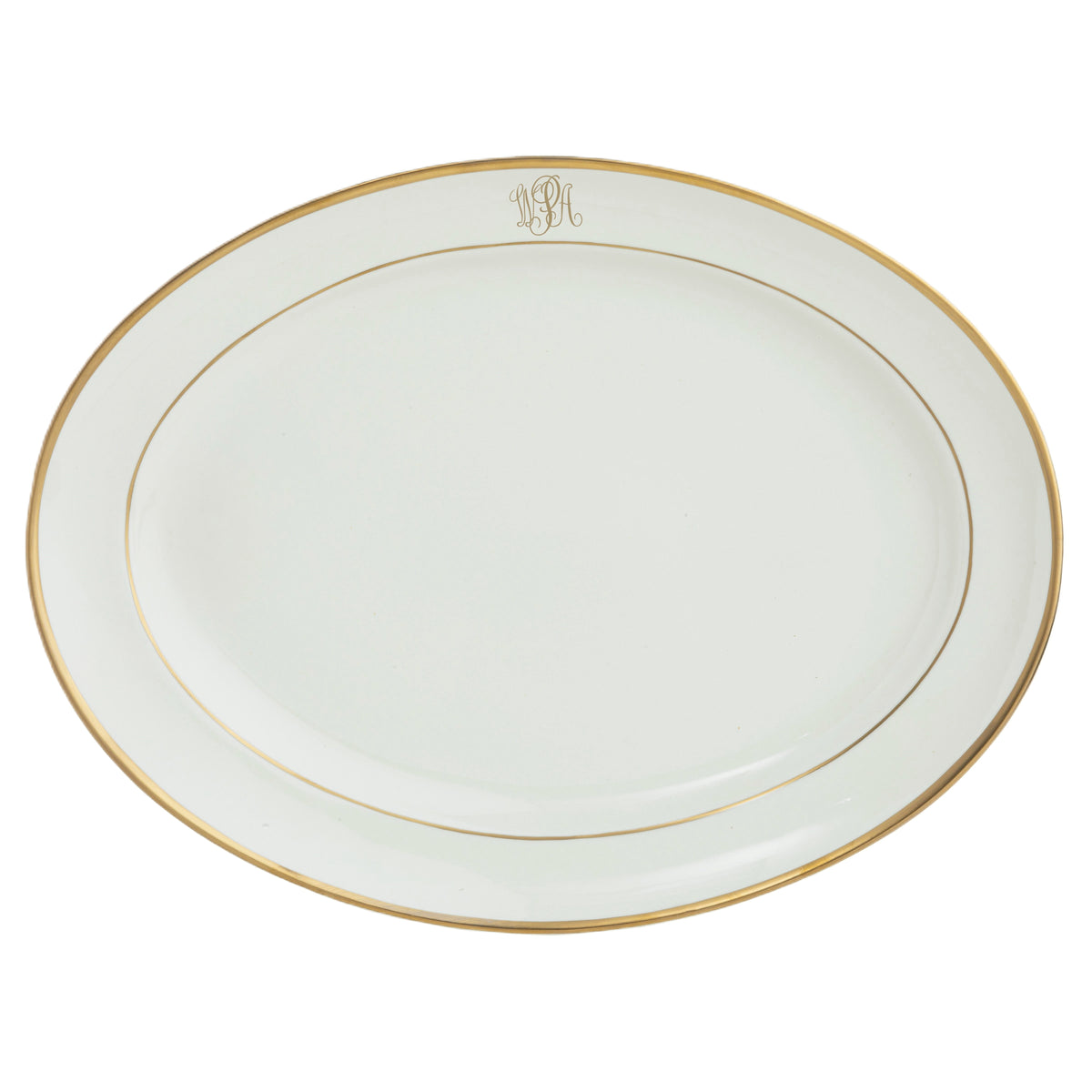 White Signature Gold With Monogram Oval Platter