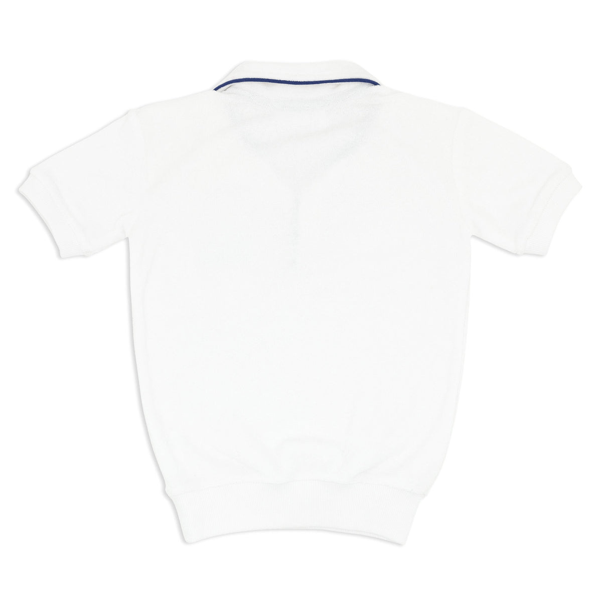 Unisex White French Terry Polo With Navy Trim