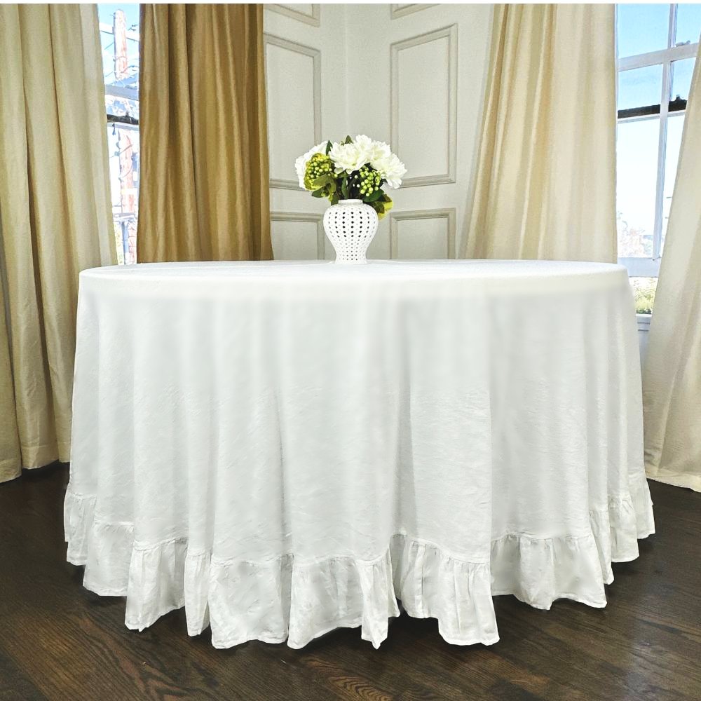 White Linen Ruffle in Tablecloth