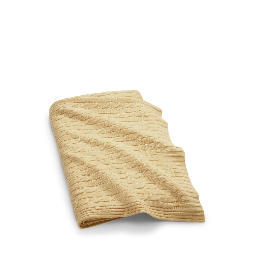 Cable Cashmere Throw in Brushed Chamois