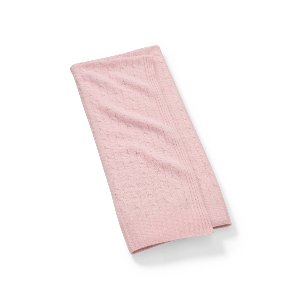 Cable Cashmere Throw in Pale Pink