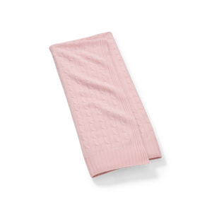 Cable Cashmere Throw in Pale Pink