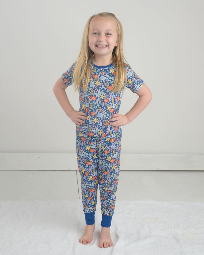 Floral Two Piece Bamboo Pajama Set, Floral PJs, Bamboo Pajamas for kid