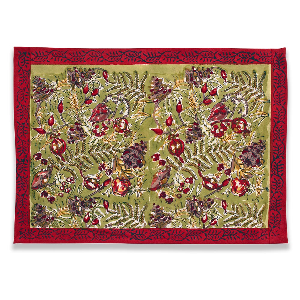 Winter Garden Mats in Red & Green, Set of 6