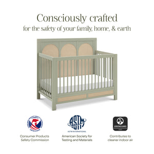 Eloise 4-in-1 Convertible Crib in French Sage and Performance Sand Eco-Weave