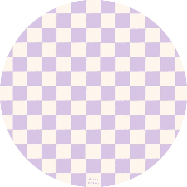 Catch All Mat for Mealtime & Playtime Mess, Lilac Checkerboard
