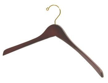 20 Wooden Coat Hangers – Walnut Brown with Brass Hook