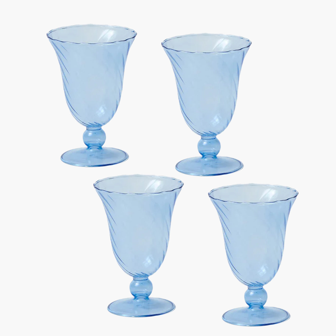 BLUE FLUTED WINE GLASSES (SET OF 4)
