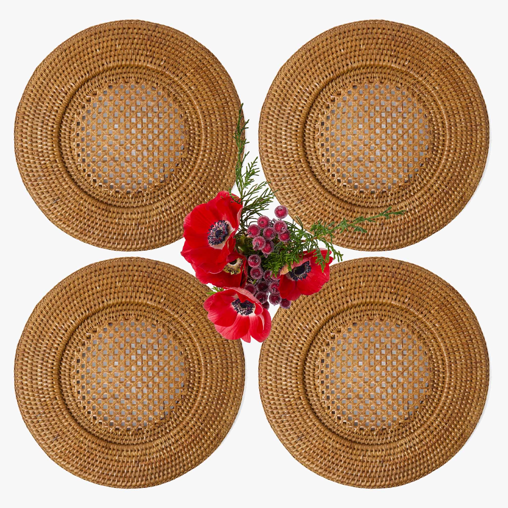 Brown Rattan Charger Plates (Set of 4)
