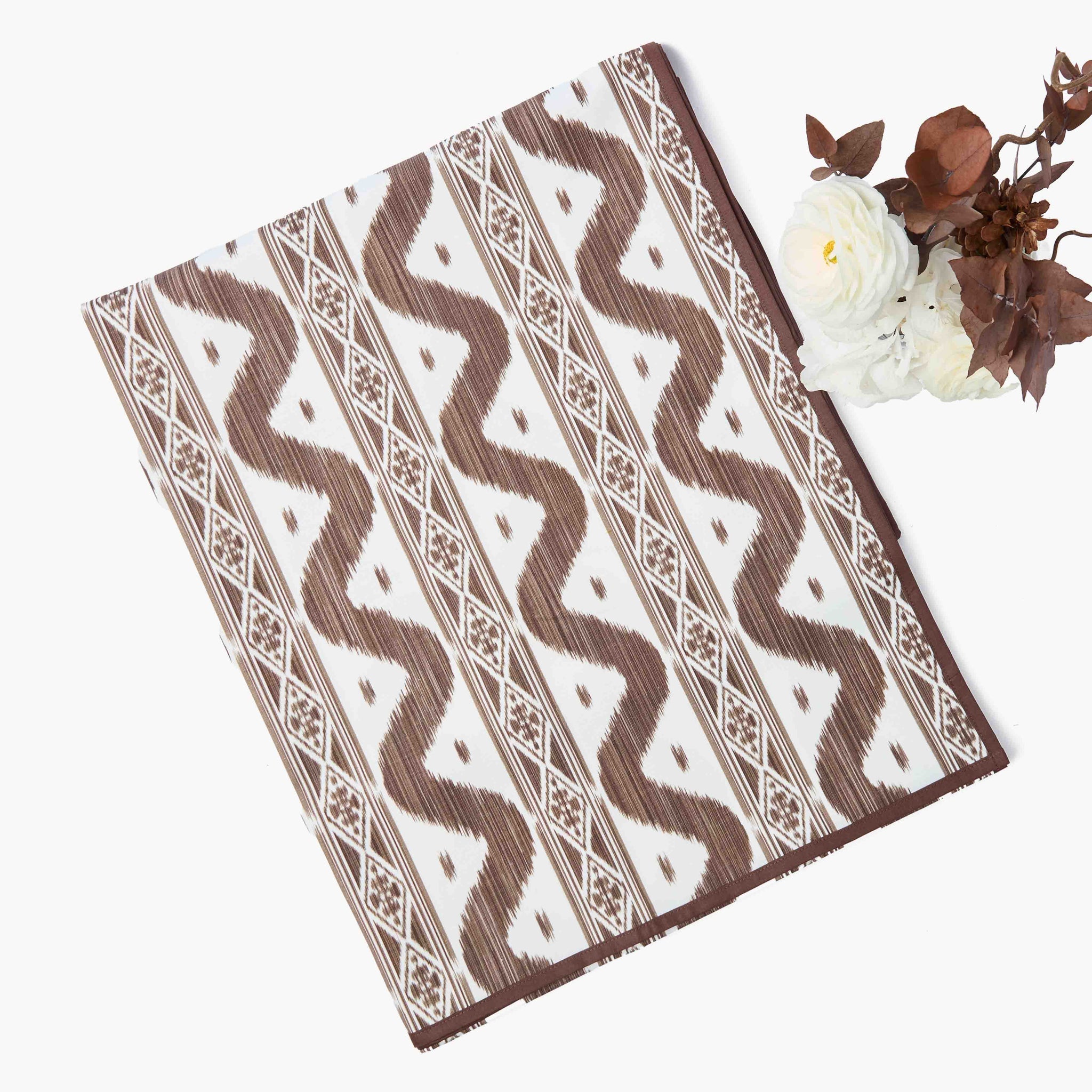 Chocolate Brown Ikat Tablecloth