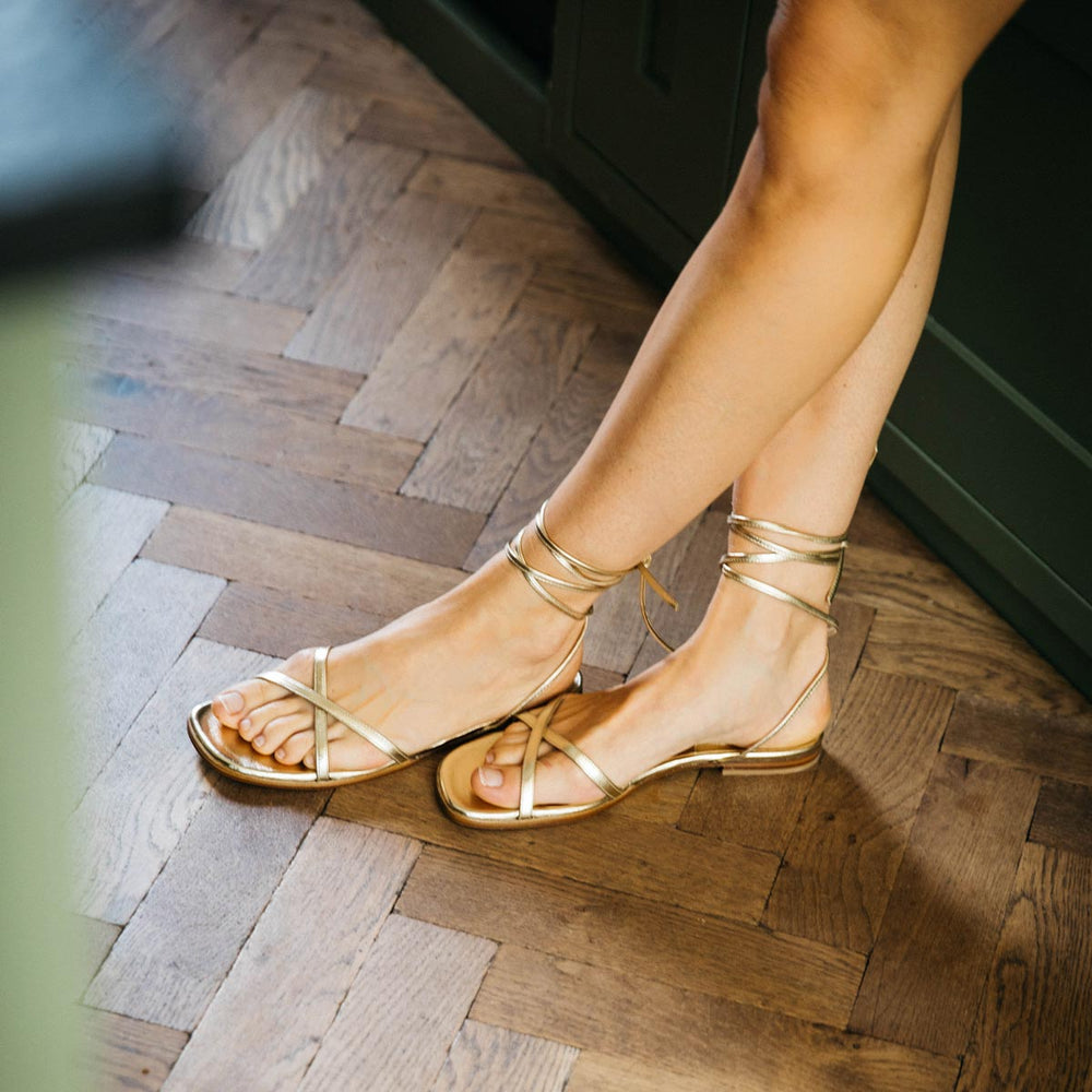 The Wrap Sandal in Champagne