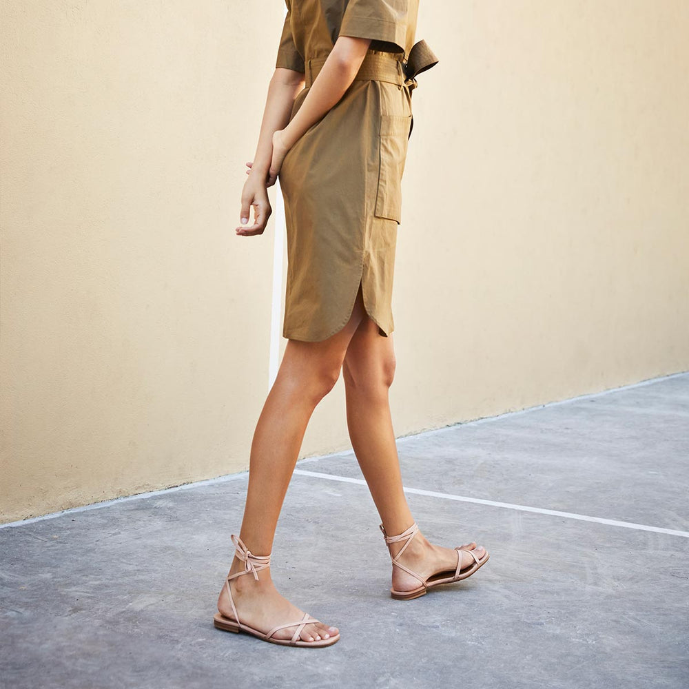 The Wrap Sandal in Rose Nappa