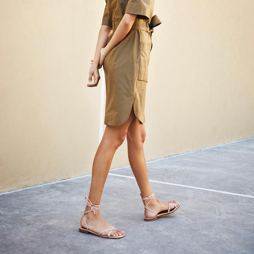 The Wrap Sandal in Rose Nappa