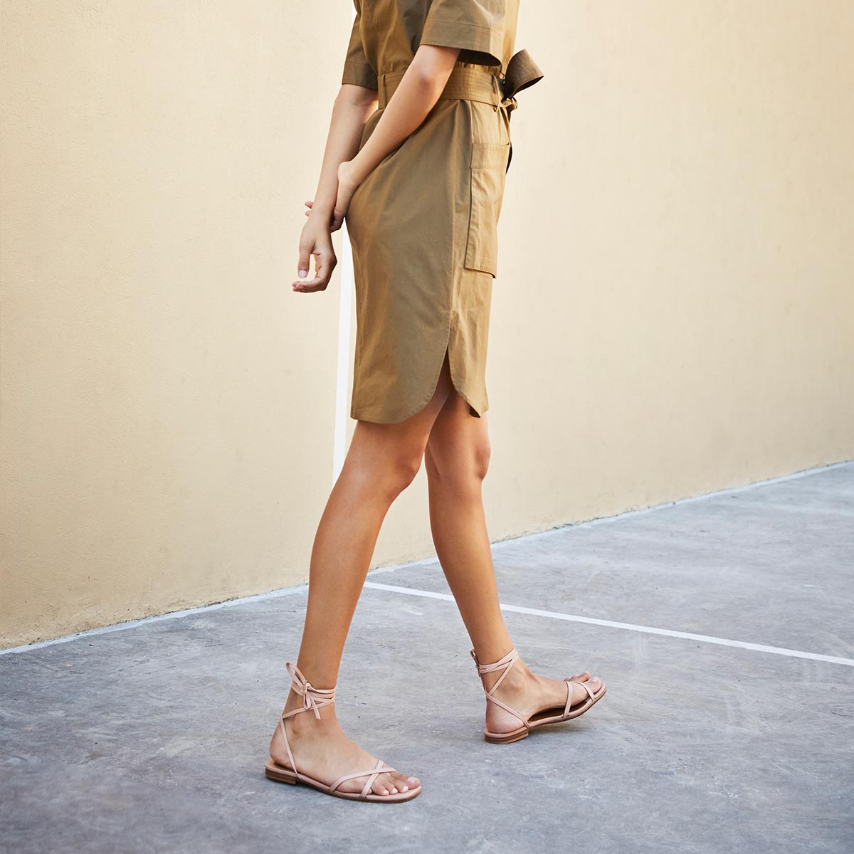 The Wrap Sandal in Rose Nappa