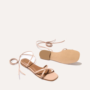 The Wrap Sandal in Rose Nappa
