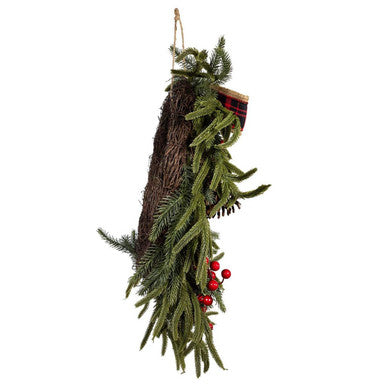 Kurt Adler 24" Unlit Berries and Pinecone Rattan Wreath
