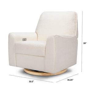 Sunday Power Recliner and Swivel Glider in Chantilly Fleece with Light Wood Base