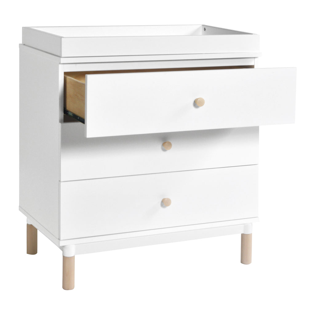 Gelato 3-Drawer Compact Changer Dresser with Removable Changing Tray (34") in White & Washed Natural