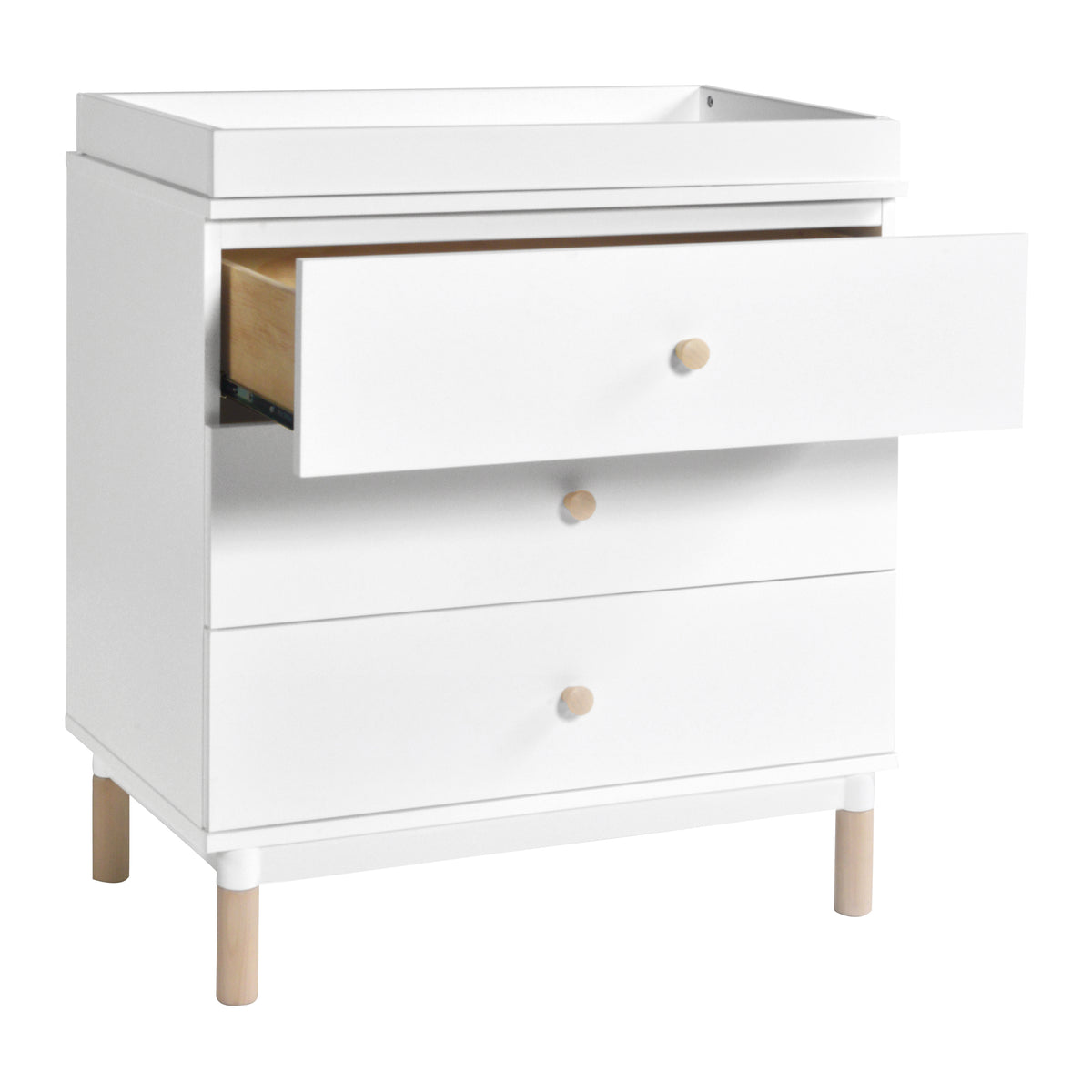 Gelato 3-Drawer Changer Dresser with Removable Changing Tray in White & Washed Natural